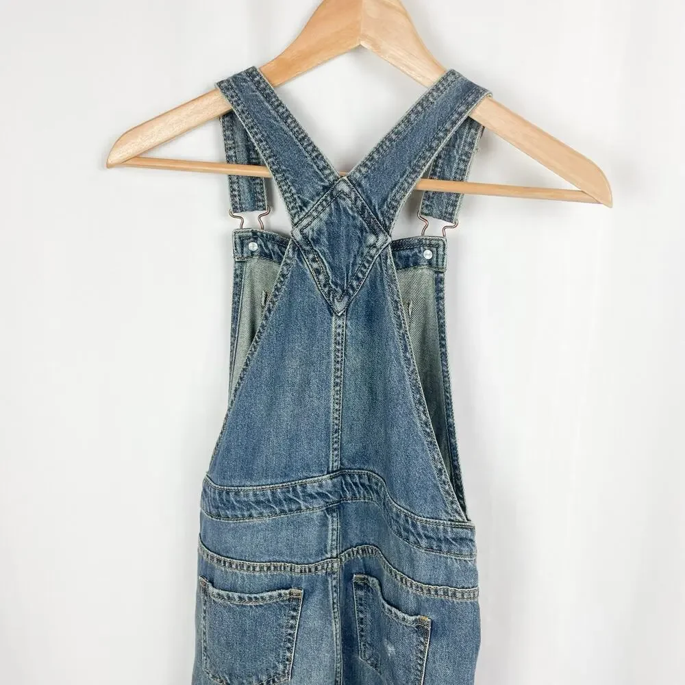 GAP Kids Distressed‎ Jean Overalls L Medium Indigo Denim